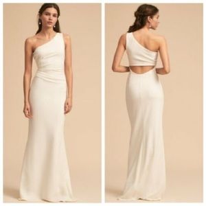 BHLDN Katie May Gwyneth Dress one shoulder maxi bridal gown ivory size 12 NWT